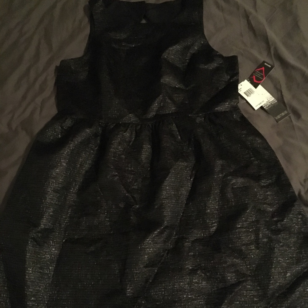 Kensie Black Metallic Textured Dress Sz Large
